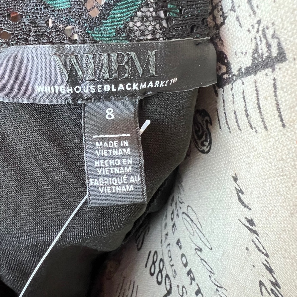 WHBM Black Green High Neck lace shell blouse NWT romantic gothic dark academia - Picture 10 of 14